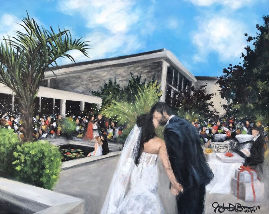 Live wedding painting with Jacqualine Delbrocco at the Cleveland Botanical Gardens