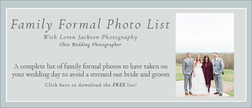 A free guide for wedding family formals photos list by akron wedding photographer