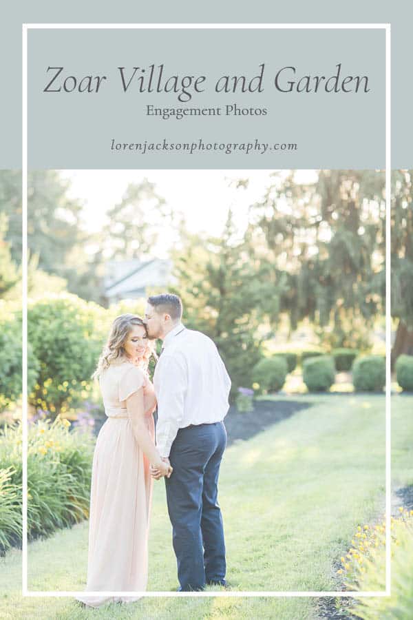 engagement photos at zoar village and garden photographed by akron wedding photographer loren jackson photography